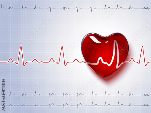 Heart and heartbeat. Vector background.