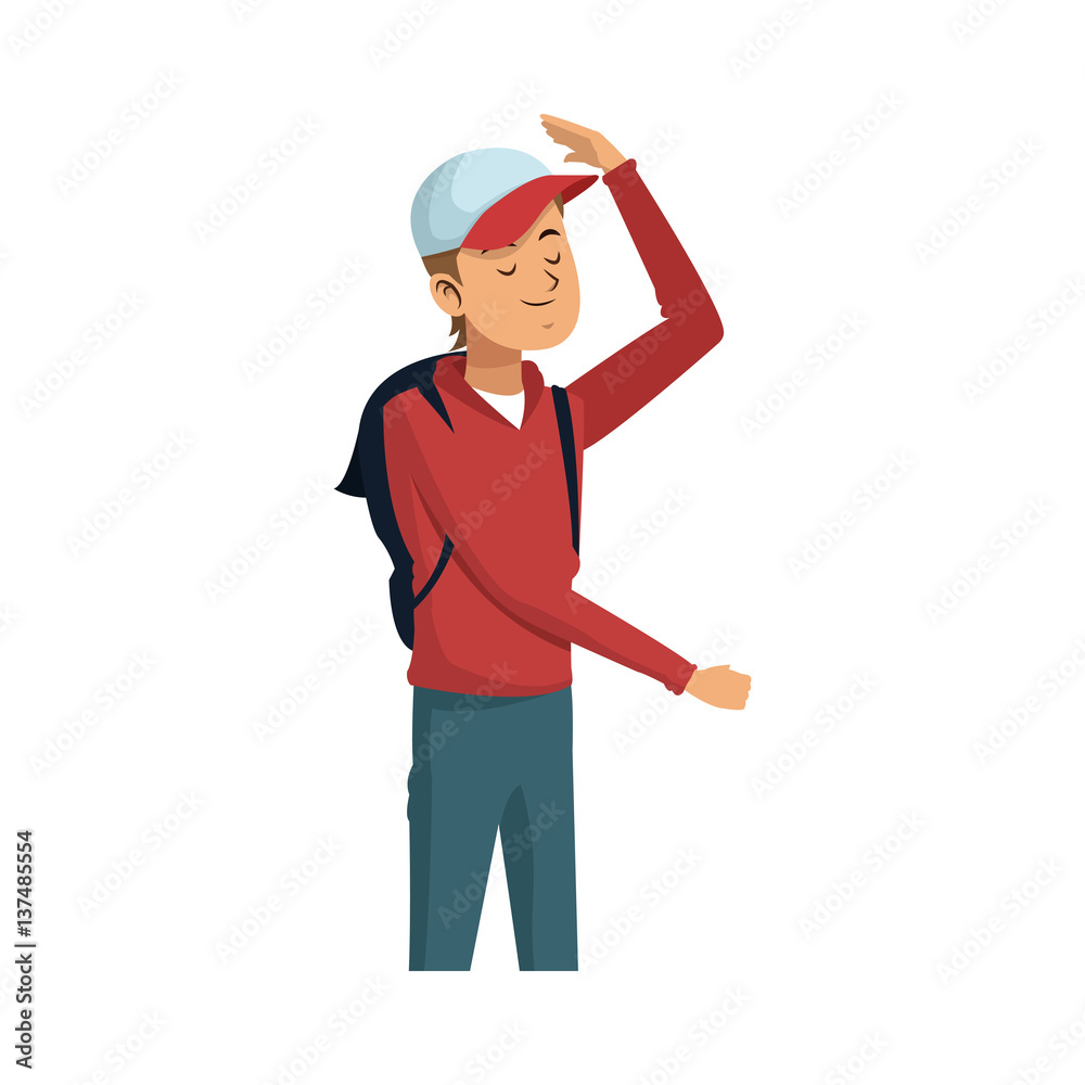 Man with a cap over white background. colorful design. vector illustration Man with a cap over white background. colorful design. vector illustration