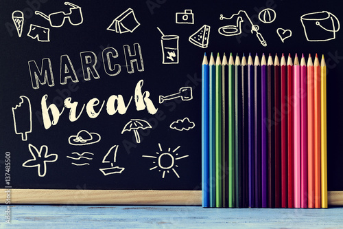 the text march break written in a chalkboard photo