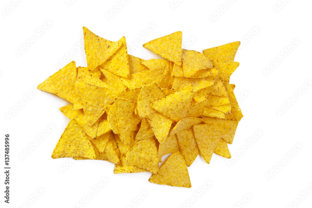 corn nachos on white background corn nachos on white background