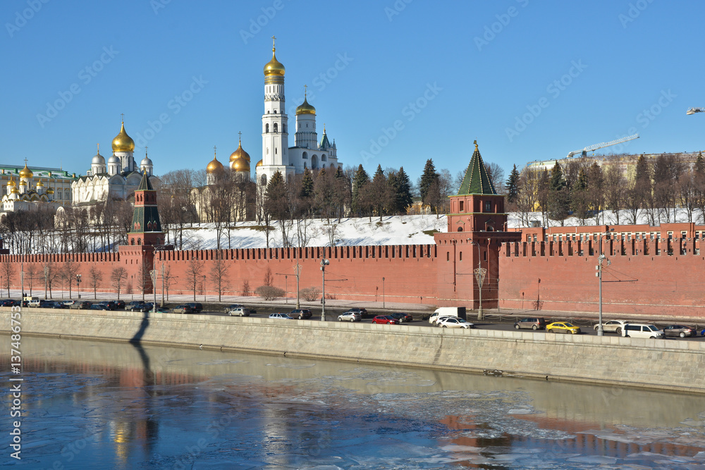 Kremlin embankment of the Moscow river.