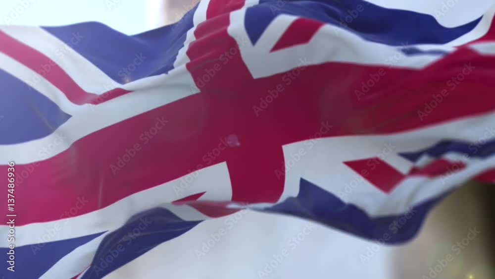 Amazing United Kingdom flag on slow motion.