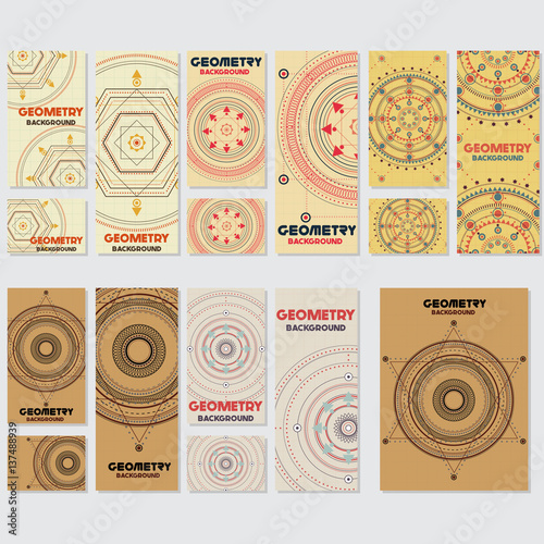Old retro geometry Vintage style background Design Template
