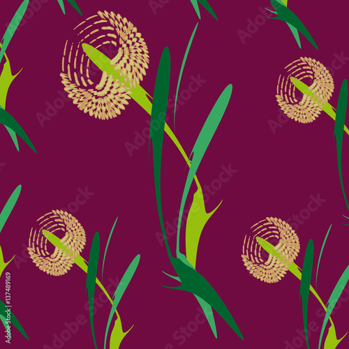 Abstract flowers. Dandelions on a purple background