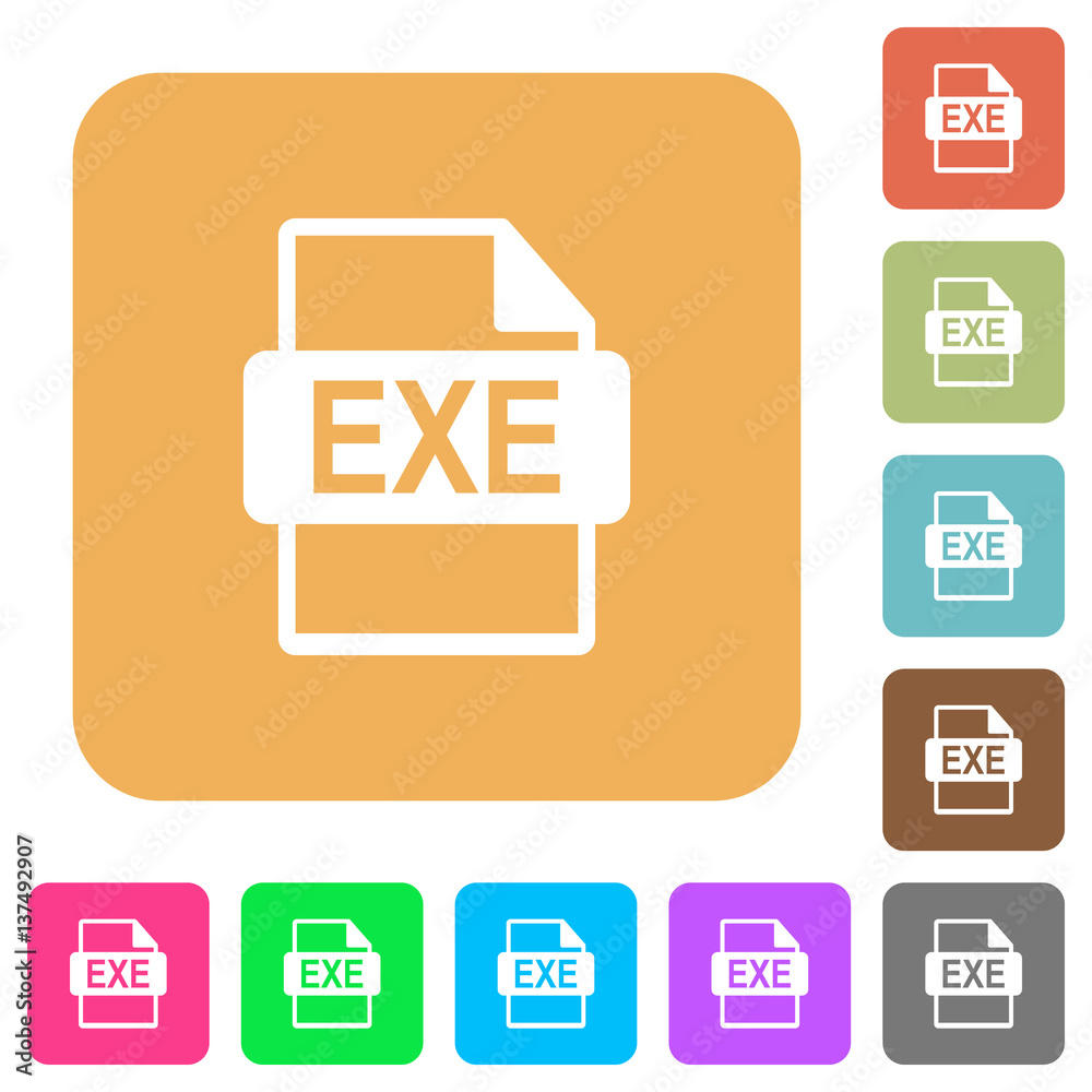 EXE file format rounded square flat icons EXE file format rounded square flat icons