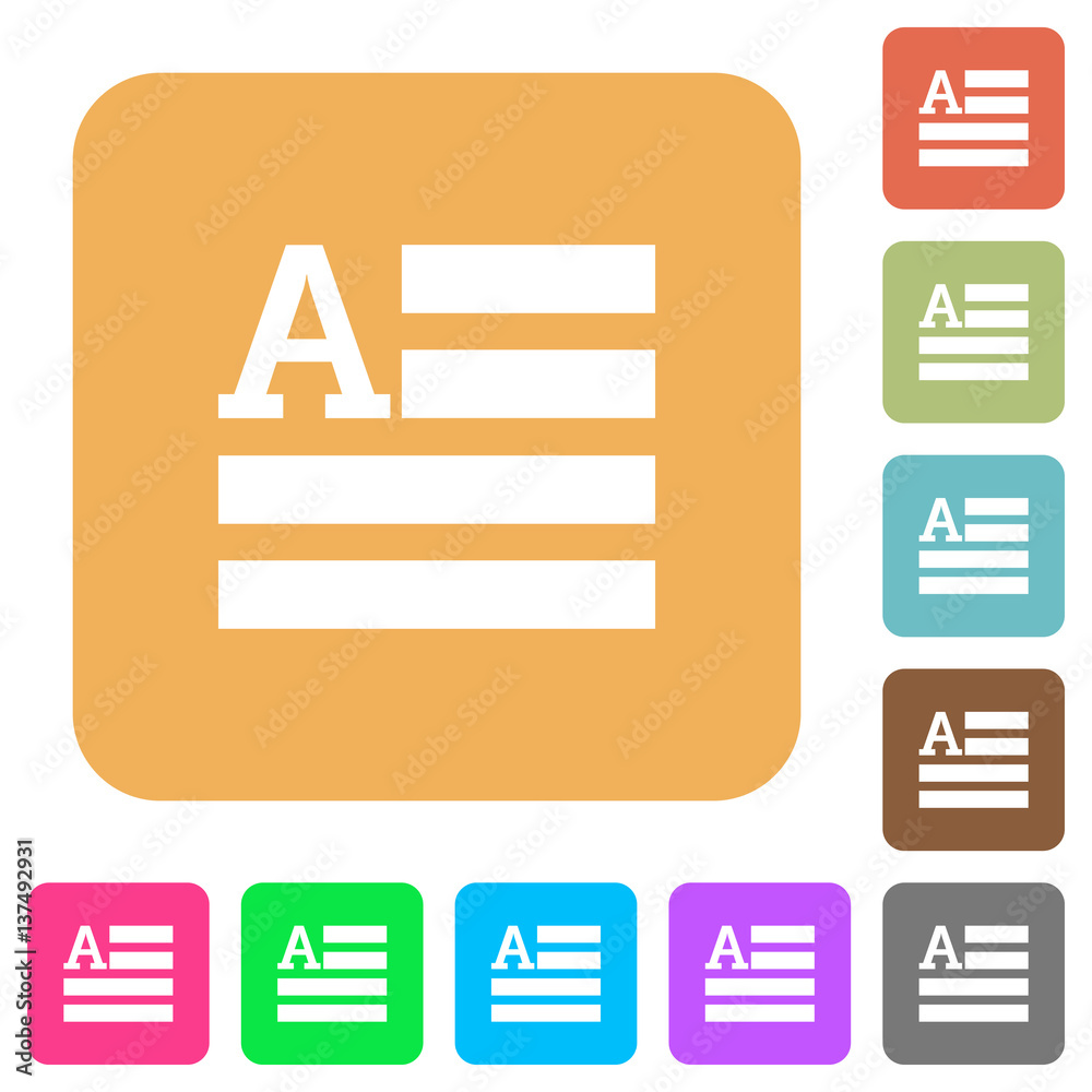 Text initials rounded square flat icons Text initials rounded square flat icons