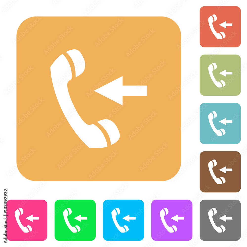 Incoming phone call rounded square flat icons Incoming phone call rounded square flat icons