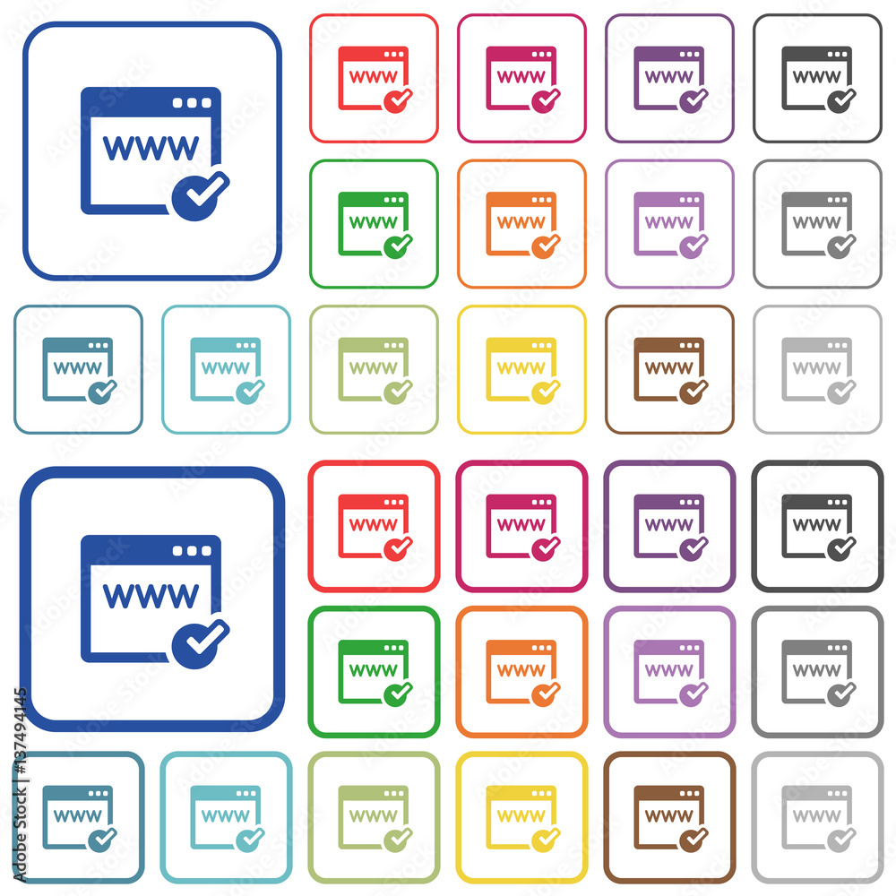 Domain registration outlined flat color icons