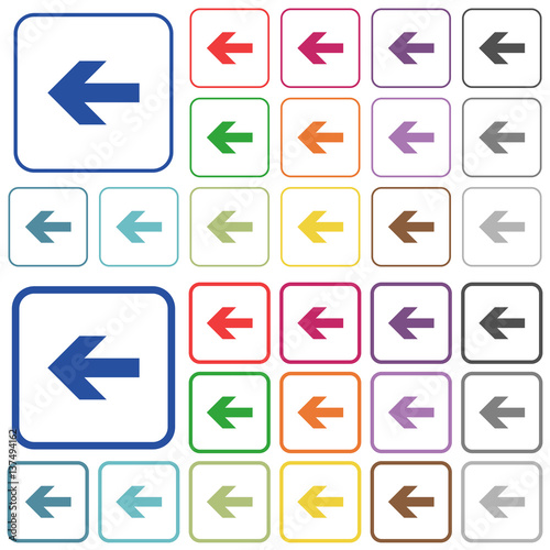 Left arrow outlined flat color icons