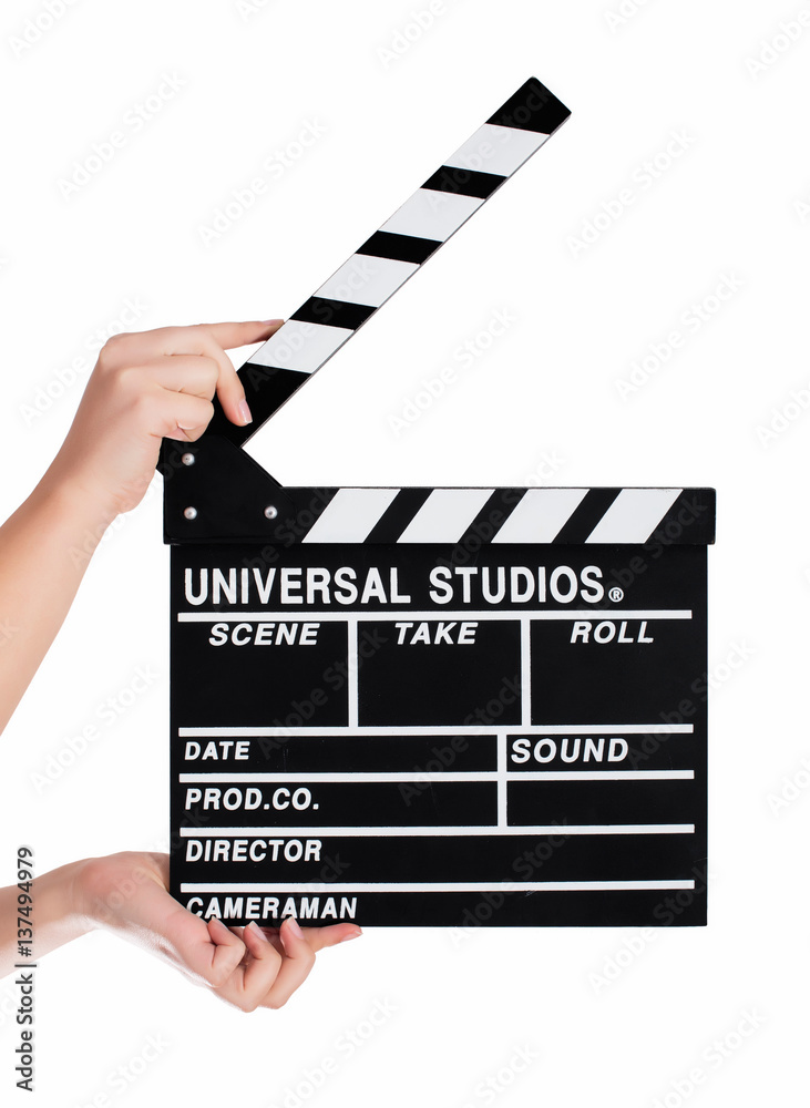 Fototapeta premium Hands holding a clapper board