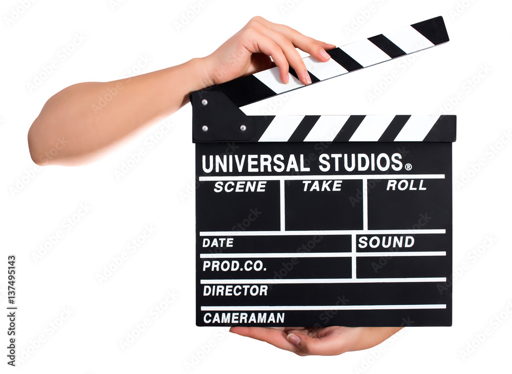 Obraz premium Hands holding a clapper board