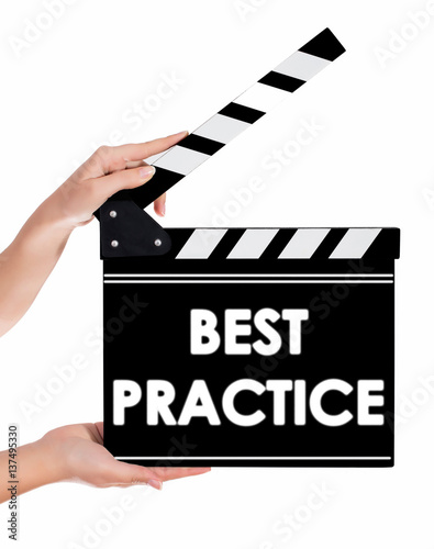 Wallpaper Mural Hands holding a clapper board with BEST PRACTICE text Torontodigital.ca