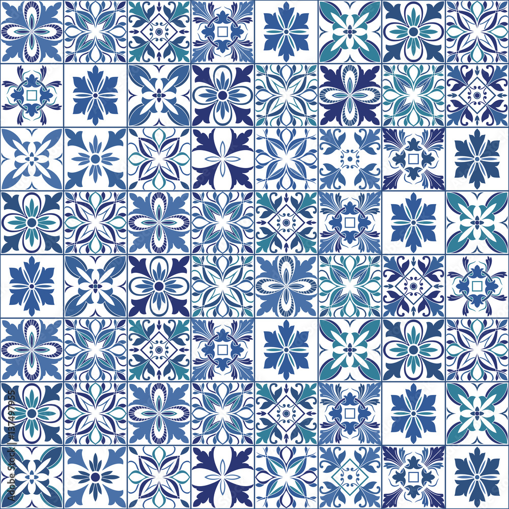 Seamless patchwork pattern from colorful Moroccan tiles.  Islam, Arabic, Indian, Turkish, Pakistan, Chinese,  Ottoman ornaments. For wallpaper,surface design, wrapping motif