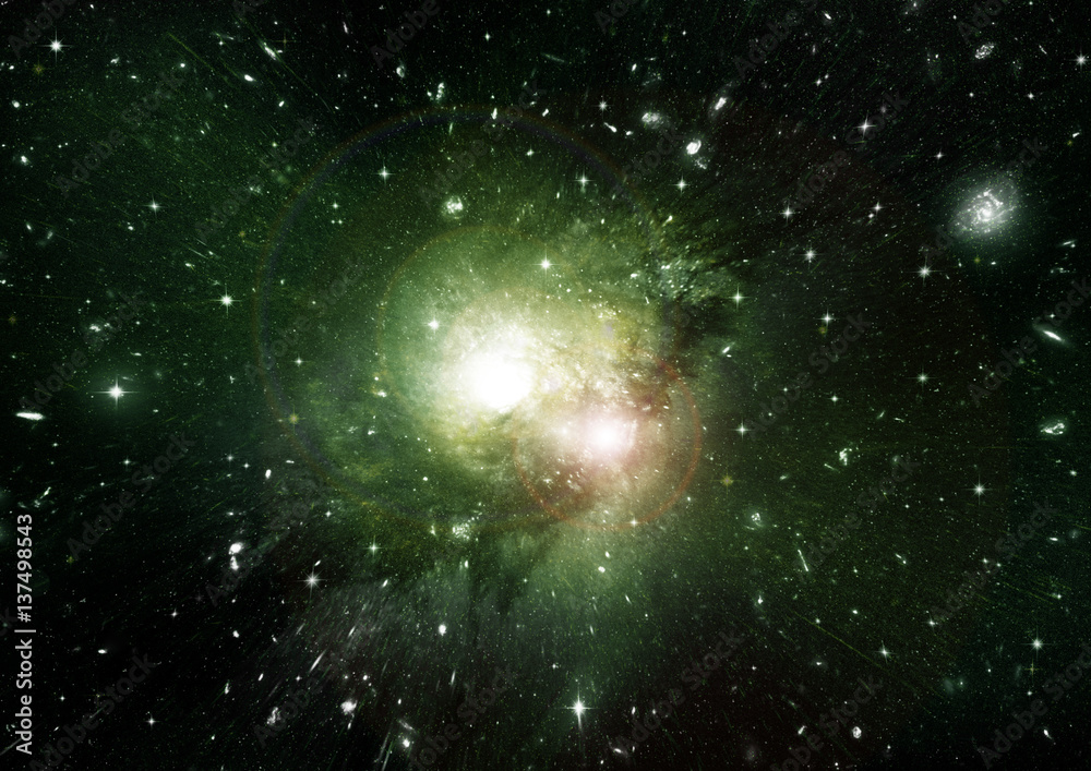 Fototapeta premium Stars, dust and gas nebula in a far galaxy