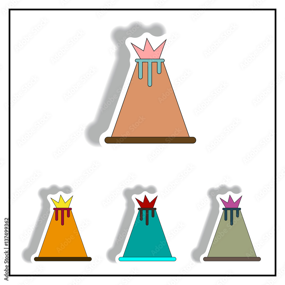 volcano stickers set, volcano icons collection volcano stickers set, volcano icons collection