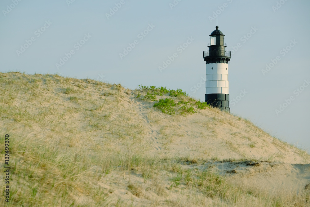 Big Sable Point Lighthouse in dunes, built in 1867