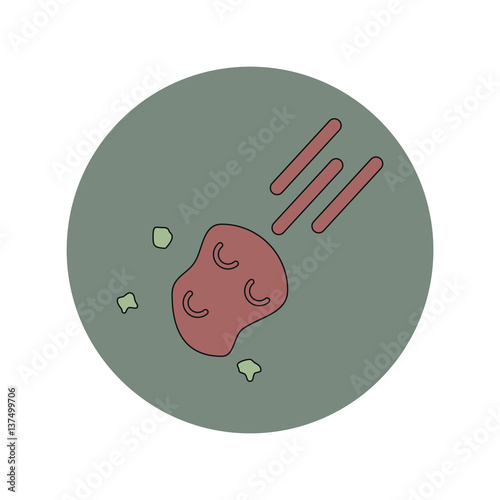 Vector illustration in flat design of space meteorite