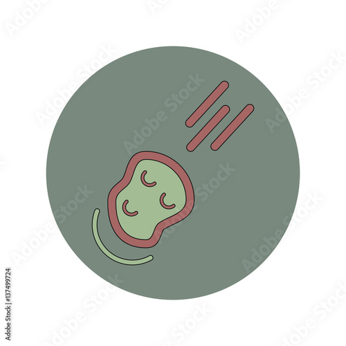 Vector illustration in flat design of space meteorite falling