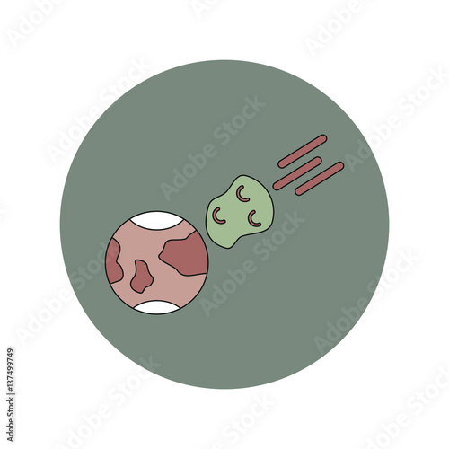 Vector illustration in flat design of space meteorite and earth