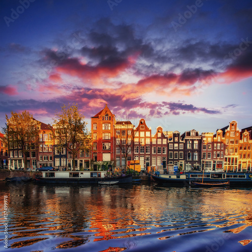 Amsterdam canal on the west. Capital and most densely populated 