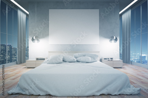 Modern bedroom at night