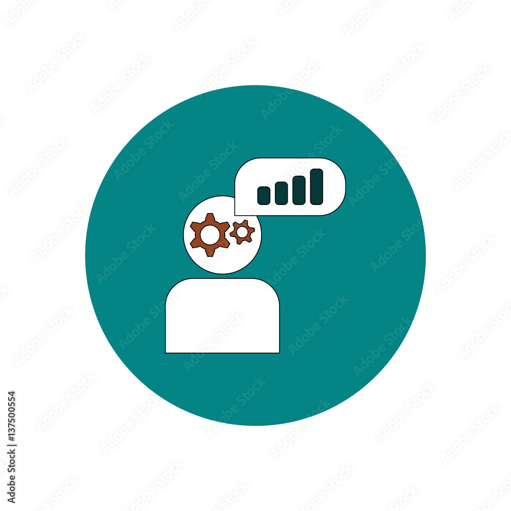 Vector illustration in flat design of column chart and man silhouette