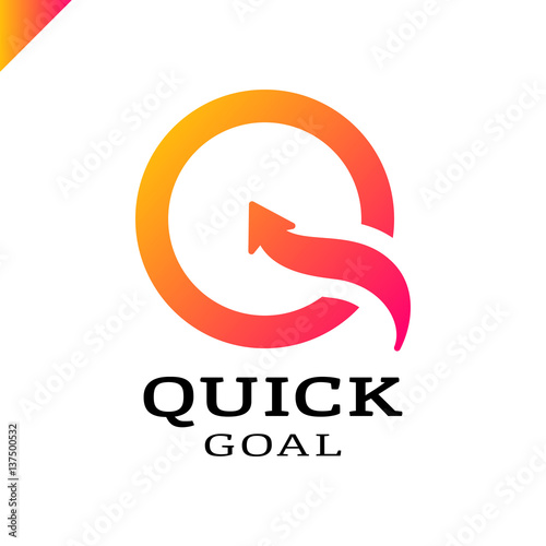 letter q target or goal logo with arrow symbol