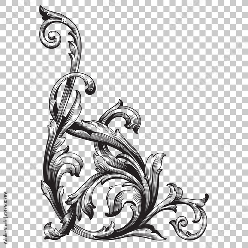 Corner baroque ornament decoration element.