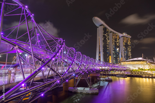 Singapore - December 1, 2016 : Helix Bridge, a pedestrian bridge designed from form of the curved DNA structure.