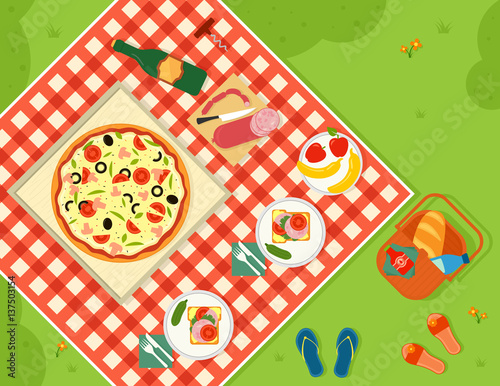 summer picnic in park banner
