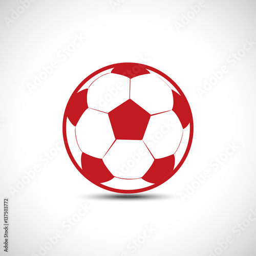 Red Football ball Vector icon. Soccer ball Icon.
