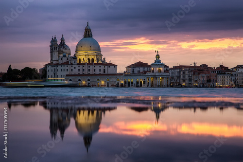 Santa Maria della Salute church on a sunset, Venice, Italy