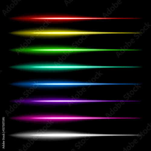 Vector bright neon lines set.