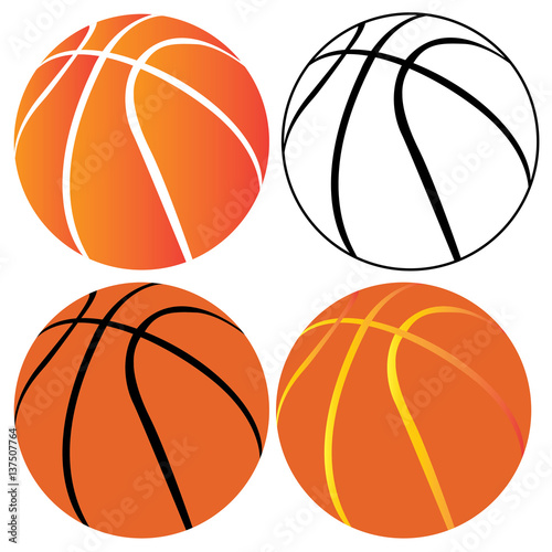 Set of basketball balls on a white background, Vector illustration