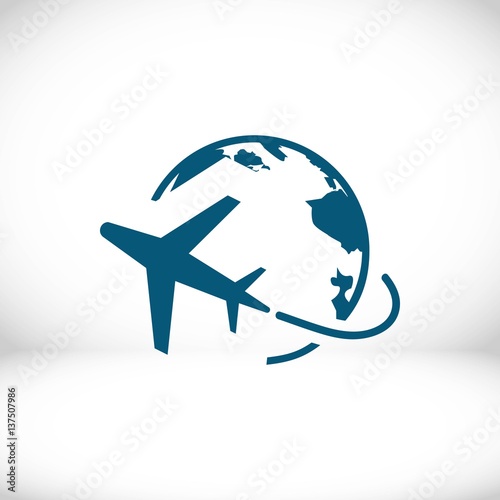 Plane Globe Icon stock vector illustration flat design