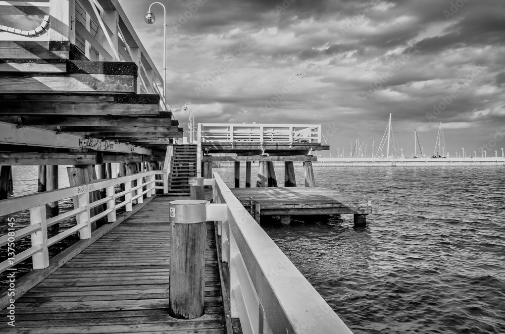 Black and white pier at Sopot, Poland