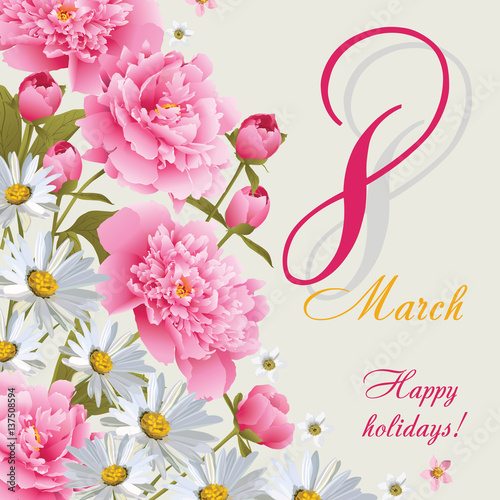 8 March Women's Day greeting card template. Happy women's day. EPS 10