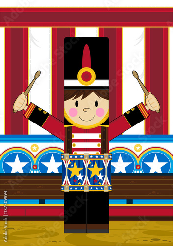 Cute Cartoon Drumming Soldier