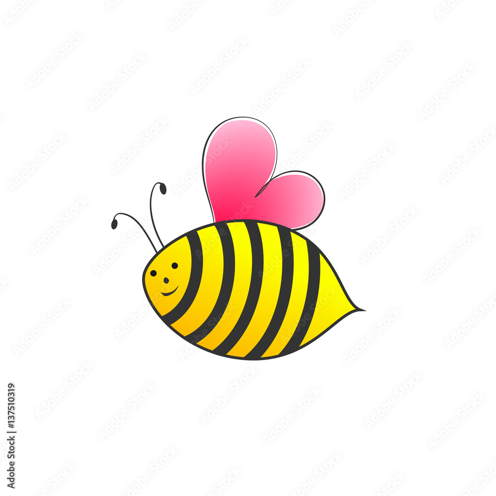 Cartoon funny bee with wings