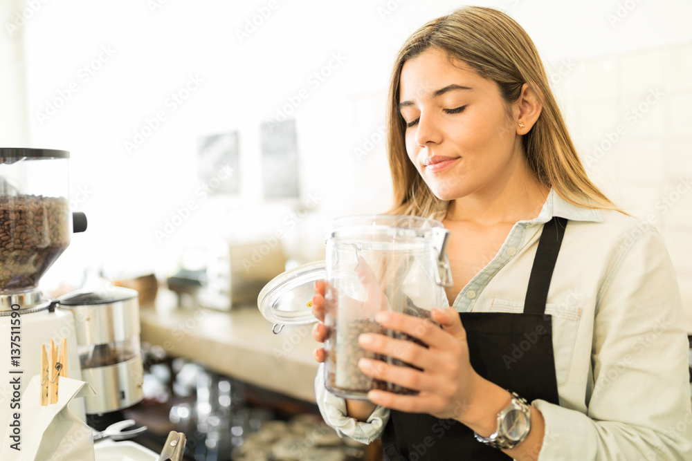 Enjoying the smell of coffee Enjoying the smell of coffee
