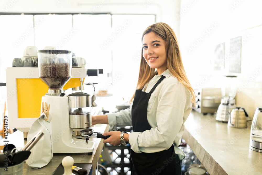 Portrait of a beautiful female barista Portrait of a beautiful female barista