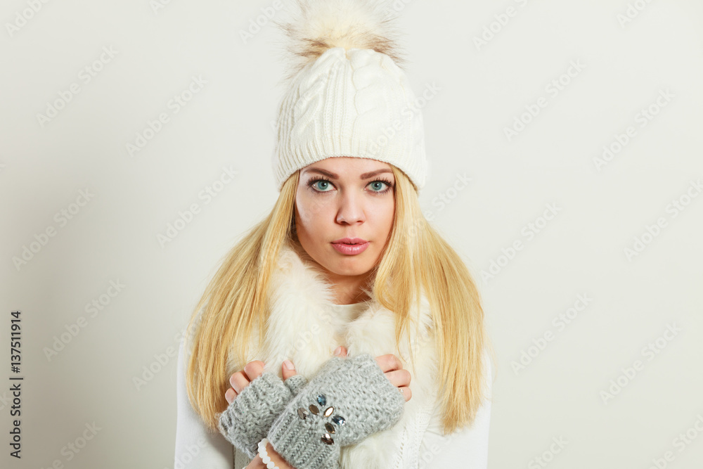 Woman wearing warm winter clothing Woman wearing warm winter clothing
