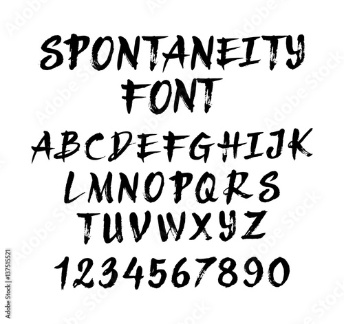 Spontaneity vector font.Alphabet. uppercase character and numbers. Good use for cover title, letterhead, or any design title You want. Easy to use, edit or change color. 