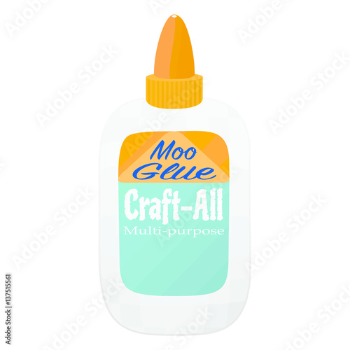 A colorful little arts and crafts white glue bottle.