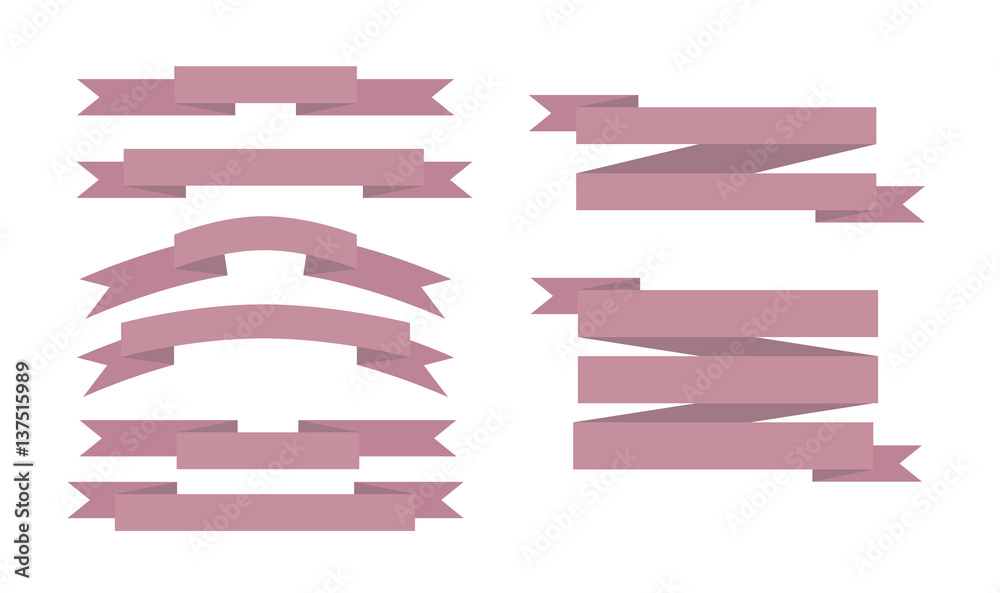 set of pink vector ribbons