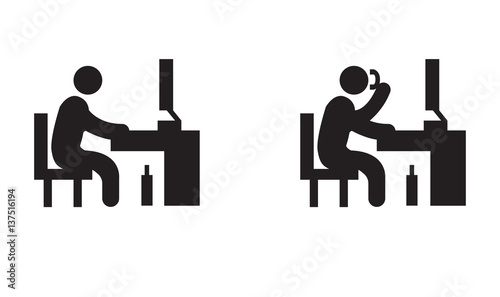 stick figure office man set