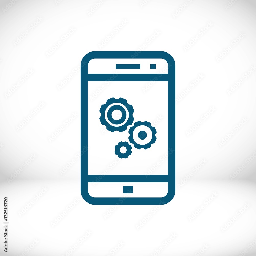 gear phone icon stock vector illustration flat design gear phone icon stock vector illustration flat design