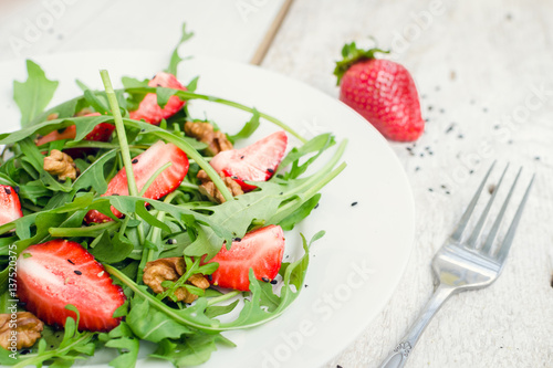 Wallpaper Mural Fresh salad with arugula and strawberries Torontodigital.ca
