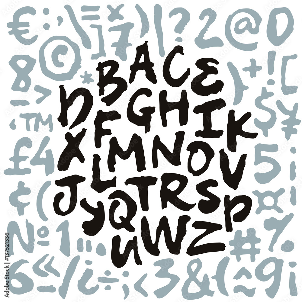 Vector alphabet. Hand drawn letters Vector alphabet. Hand drawn letters