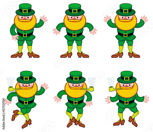 Dancing leprechauns isolated on a white